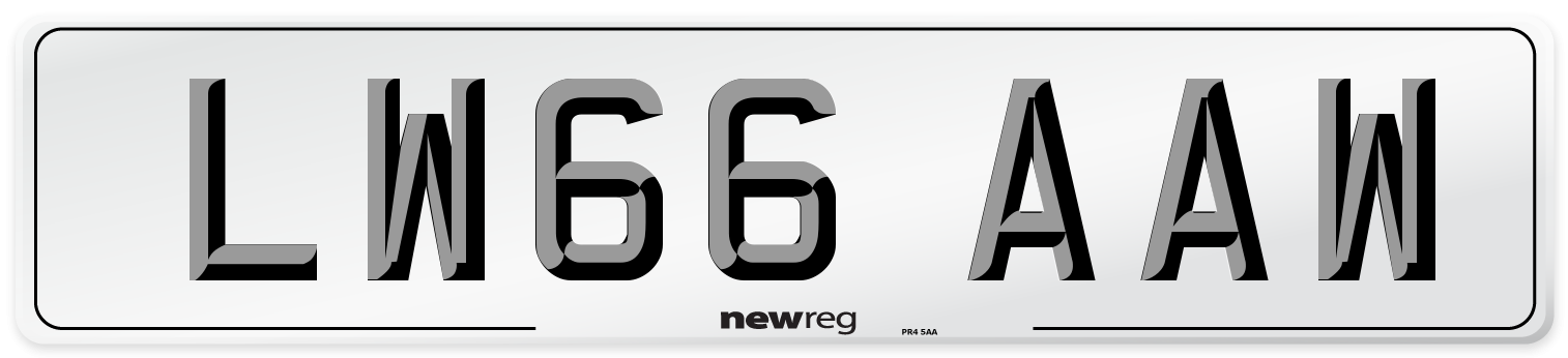 LW66 AAW Number Plate from New Reg